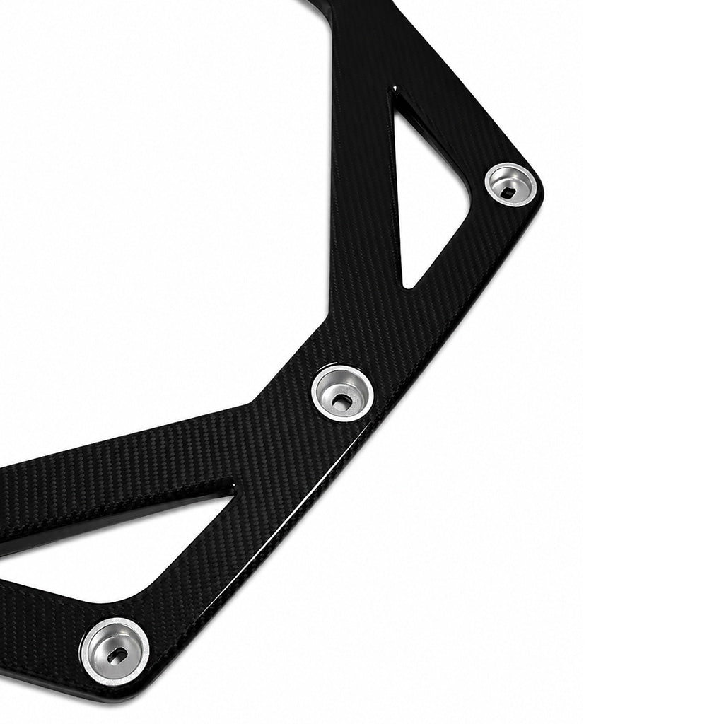 Carbon weave and silver mounting hardware detail on the BMW G8X S58 CSL style carbon fiber strut bar