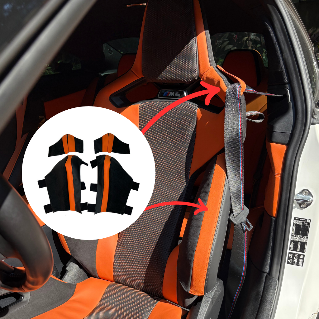 BMW G8X M2 M3 M4 Carbon Bucket Seat Protection Bundle — Bolster + Shoulder / Seat Belt Area (4-Piece)
