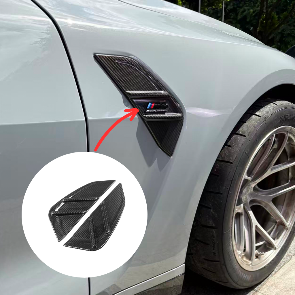 BMW G80 M3 MP Style carbon fiber side fenders with vented aerodynamic design by CarbonXtreme