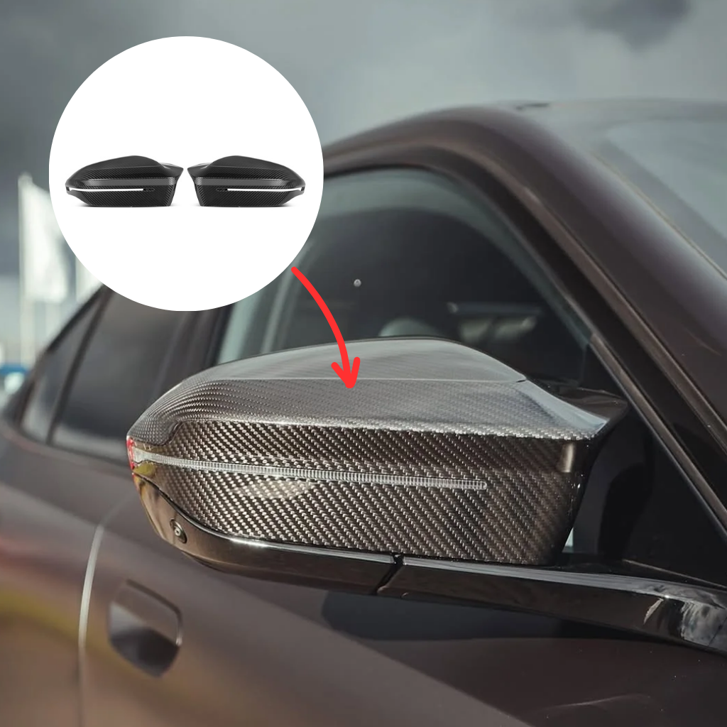 BMW G90 M5 OEM style carbon fiber mirror covers by CarbonXtreme