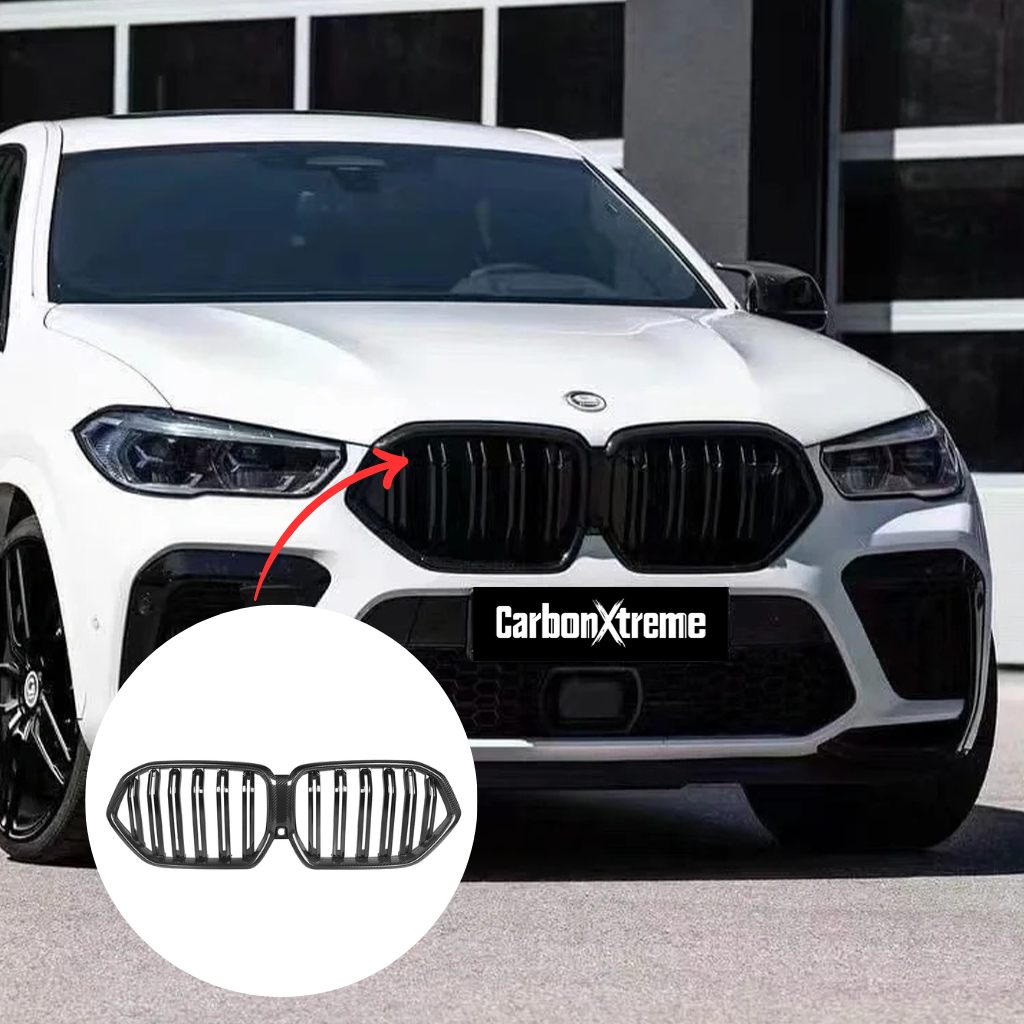 BMW X6 G06 double slat carbon fiber front grilles by CarbonXtreme