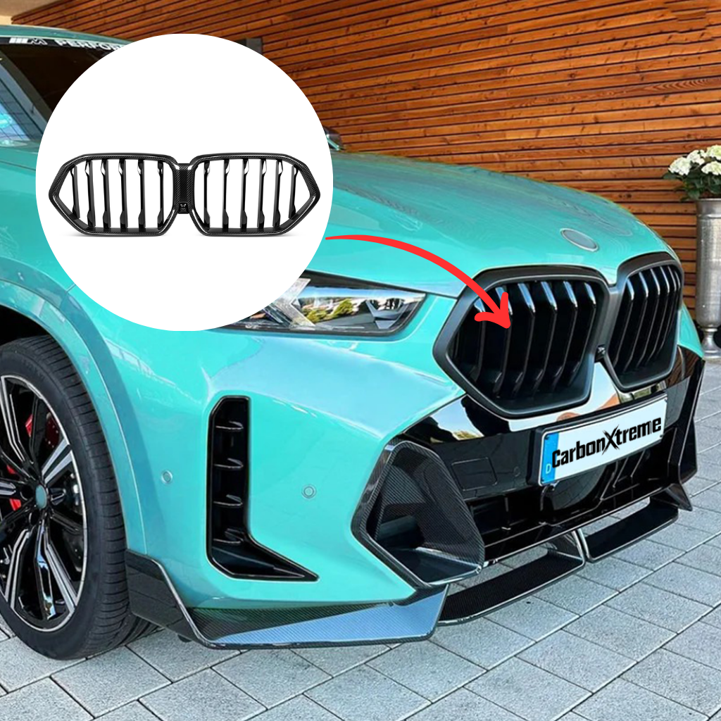 BMW X6 G06 single slat dry carbon fiber front grille by CarbonXtreme
