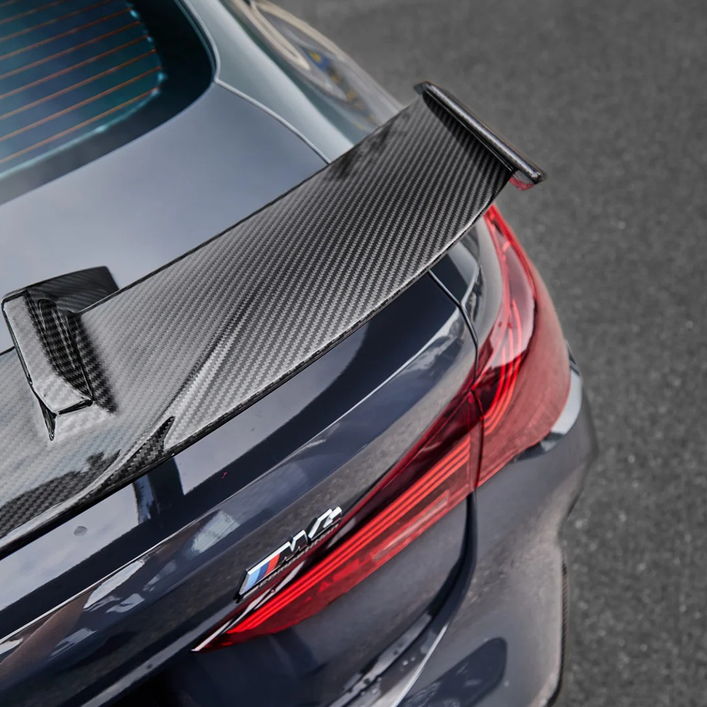 BMW G80 M3 G82 M4 MP Style carbon fiber GT rear wing with mounting base by CarbonXtreme