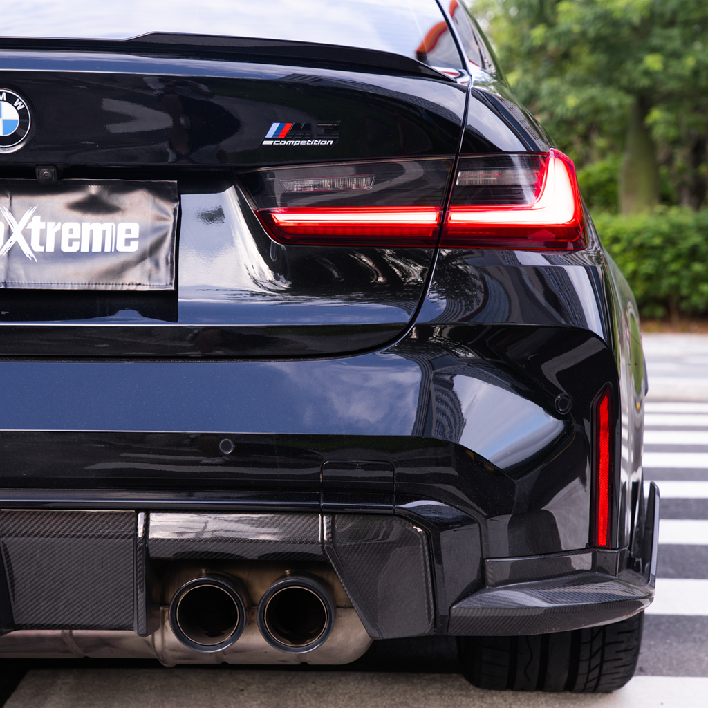 BMW G80 M3 G82 M4 MP Style dry carbon fiber rear diffuser with rear winglets by CarbonXtreme