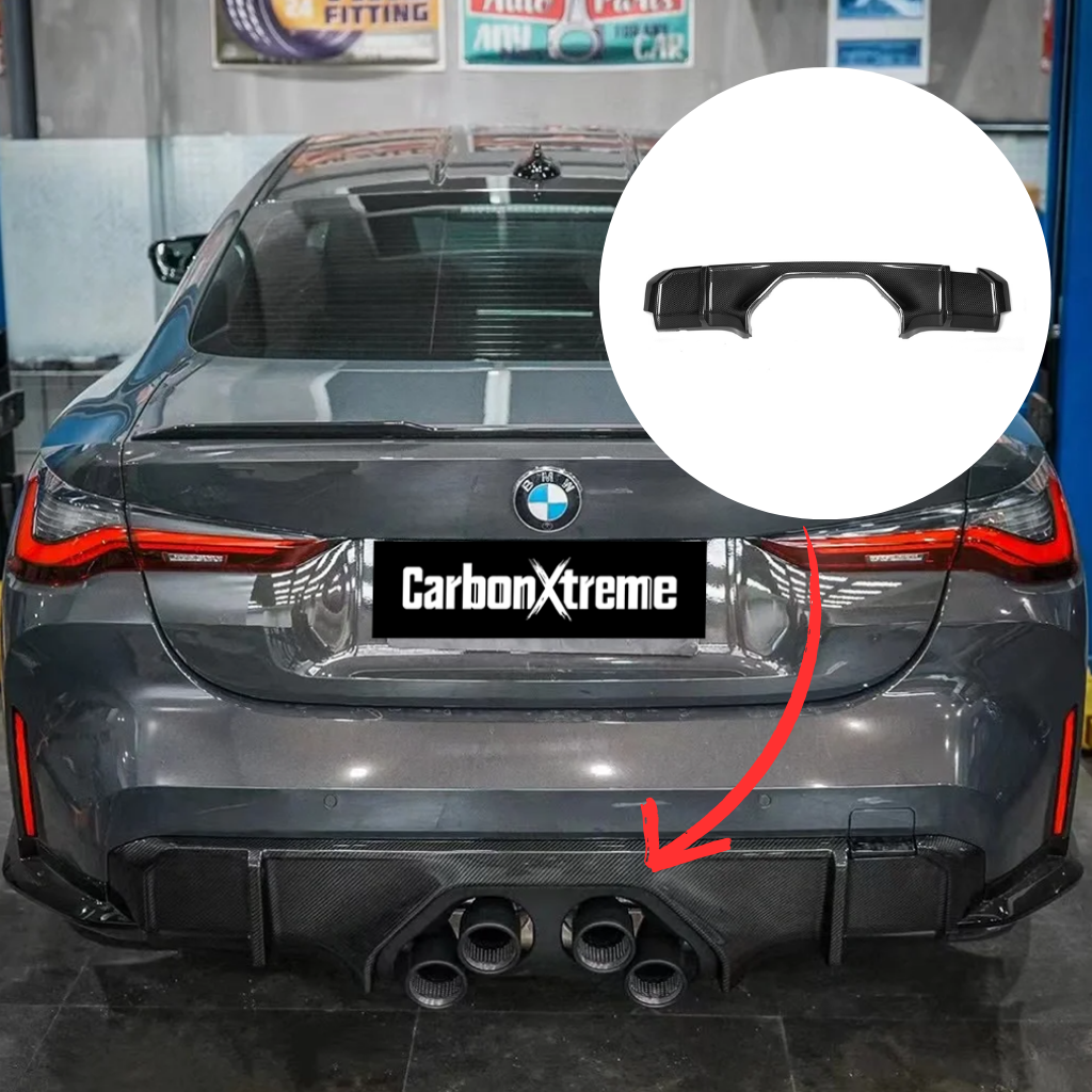 BMW G80 M3 G82 M4 MP titanium exhaust tips carbon fiber rear diffuser by CarbonXtreme