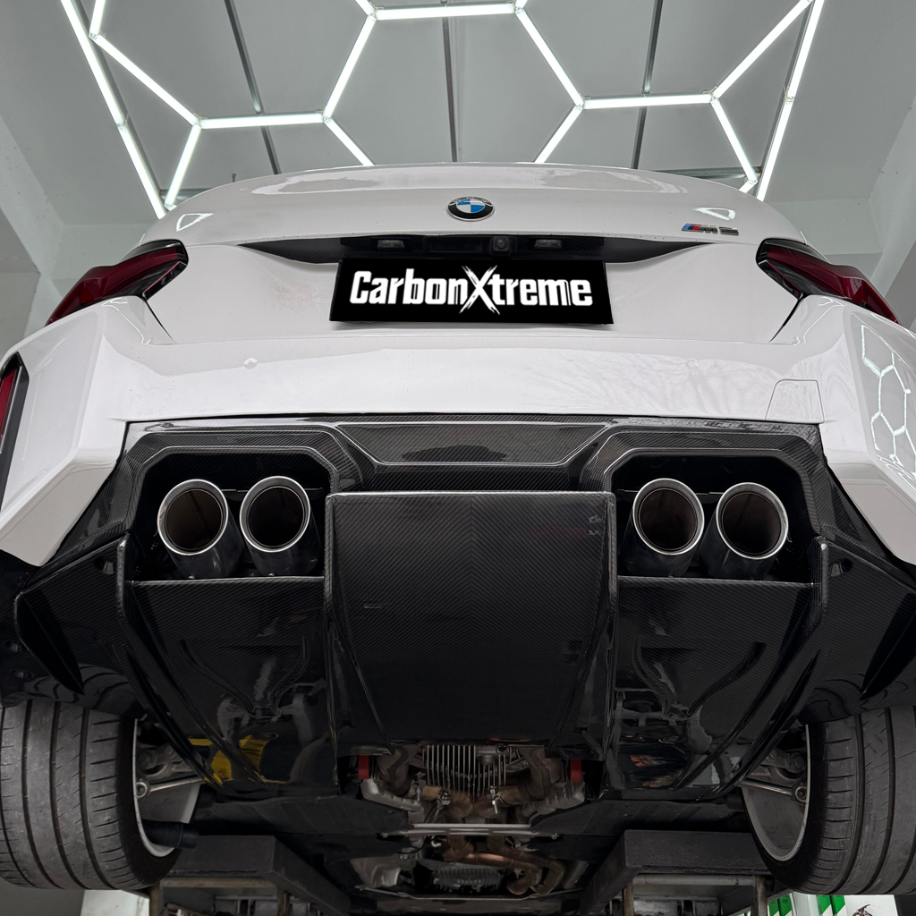 BMW G87 M2 N Style carbon fiber rear diffuser with rear lip by CarbonXtreme