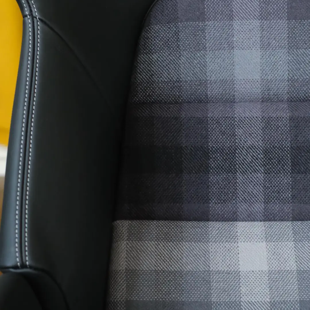 BMW M Carbon Bucket Seat Heritage Pattern FA8166 - Squares fabric, 68% Wool 32% Polyester, Imported from Germany