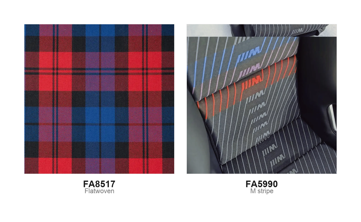 BMW M Carbon Fiber Bucket Seats stripe and weave Heritage Pattern fabric chart (2 patterns)