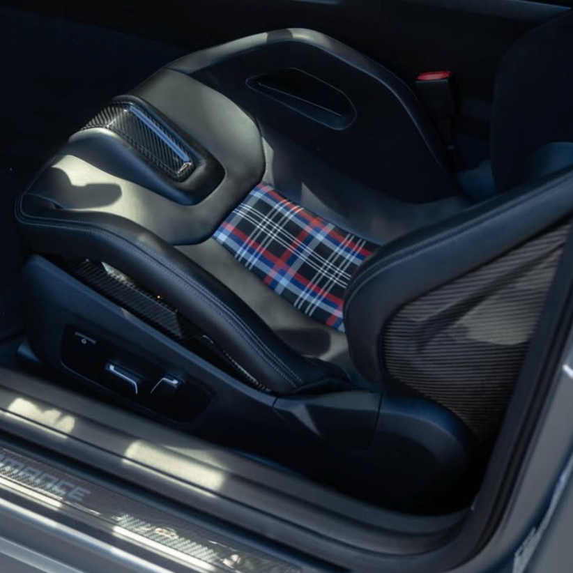 BMW M aftermarket carbon bucket seats Heritage Pattern center insert