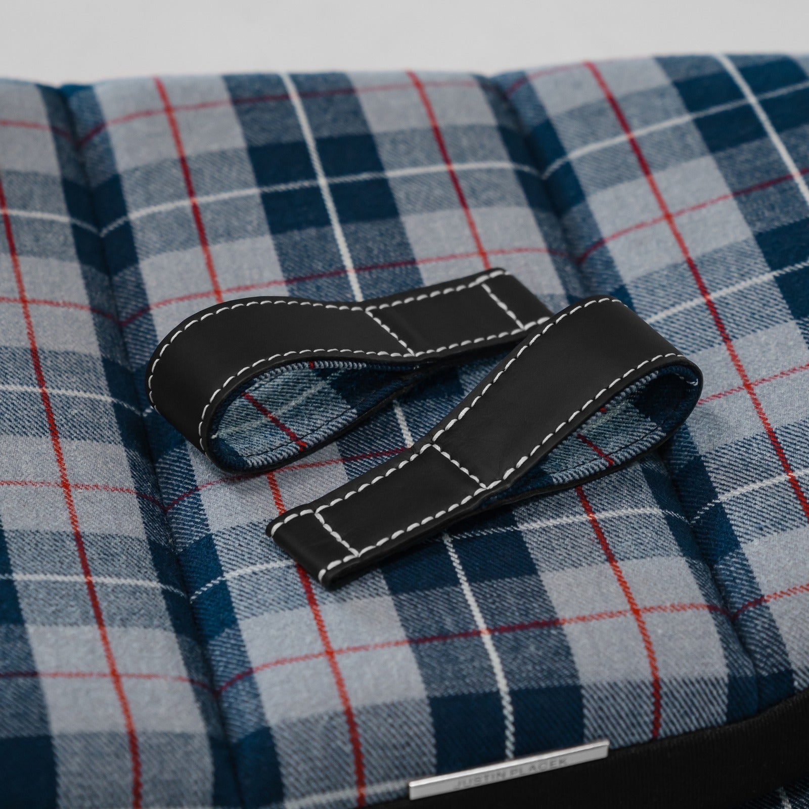 Porsche 992 GT3 RS leather door pull straps pair with tartan inlet