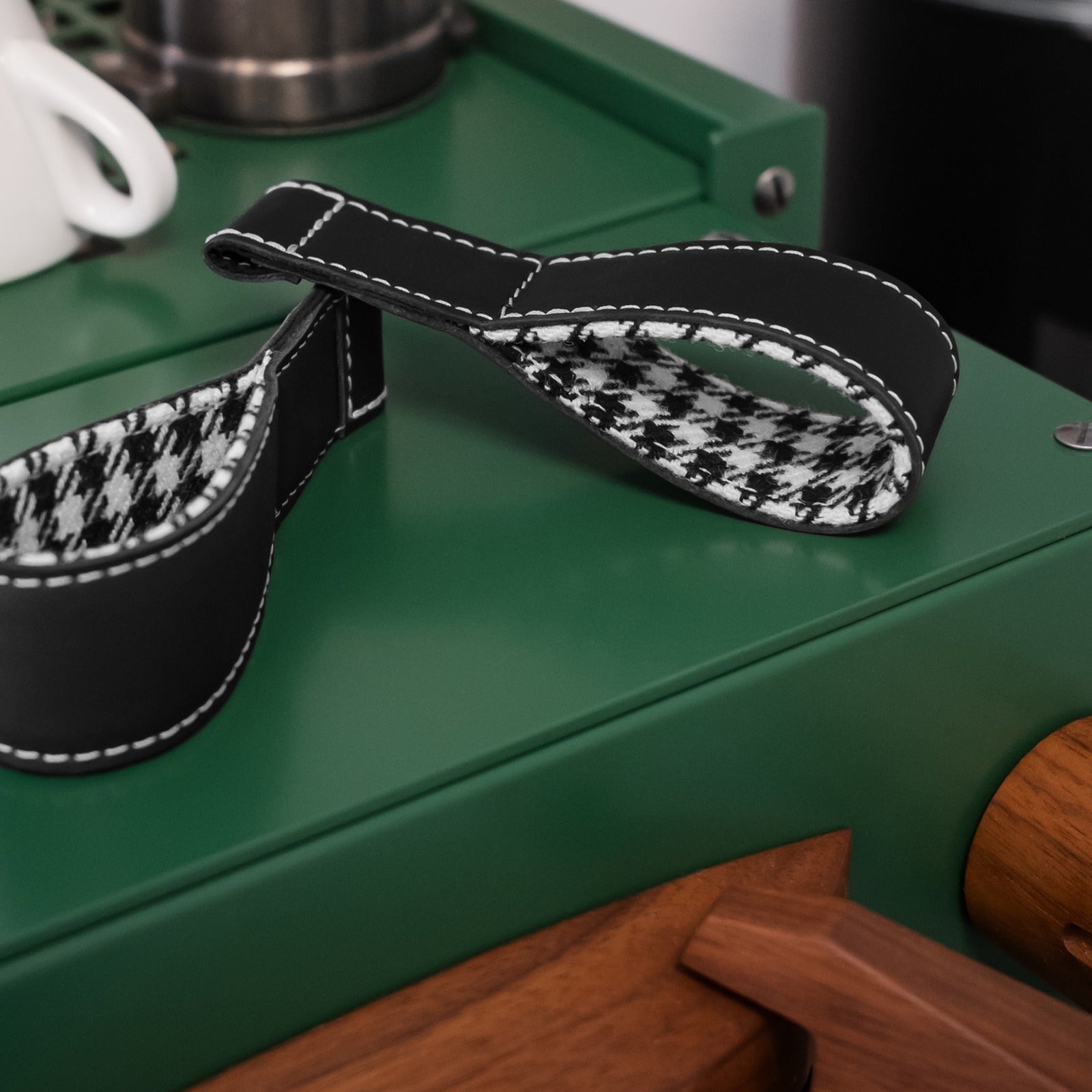 Porsche 992 houndstooth door pull strap loop detail