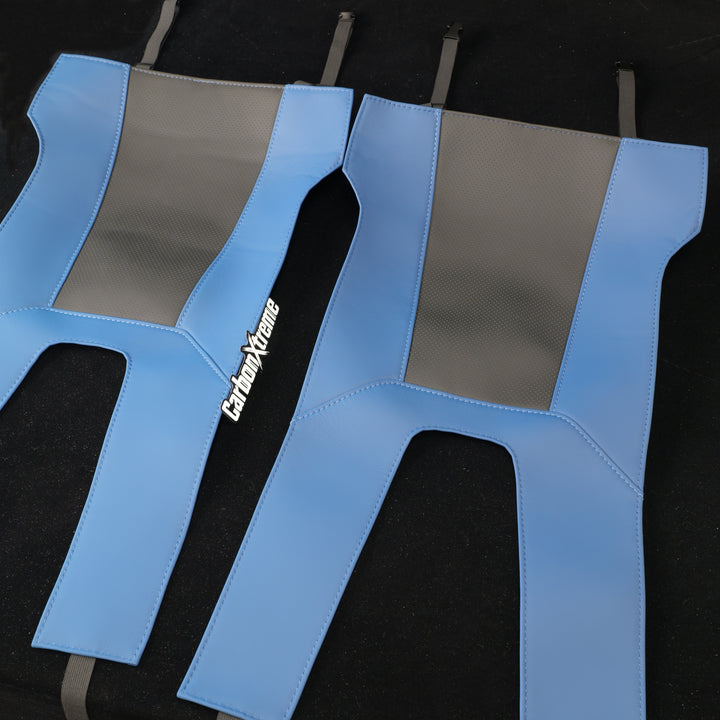 BMW M carbon bucket seat cushion protectors in Fjord Blue/Black packed and shipped toNJ, United States