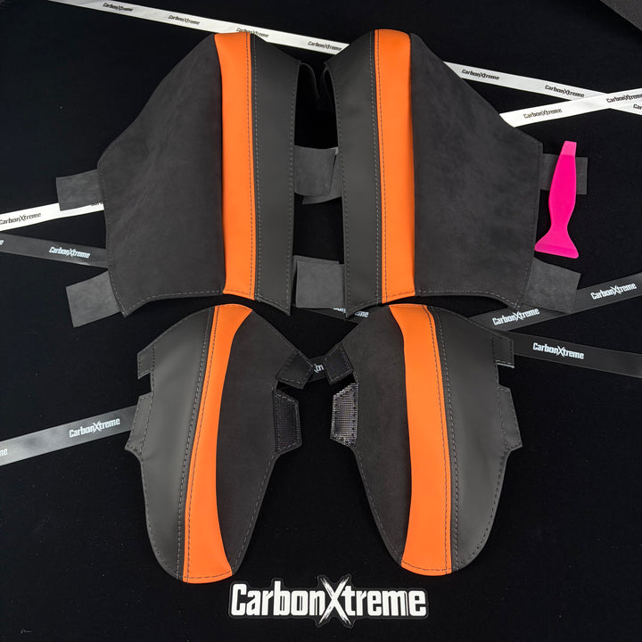 Kyalami Orange carbon bucket seat upper and lower bolster protector set packed and shipped