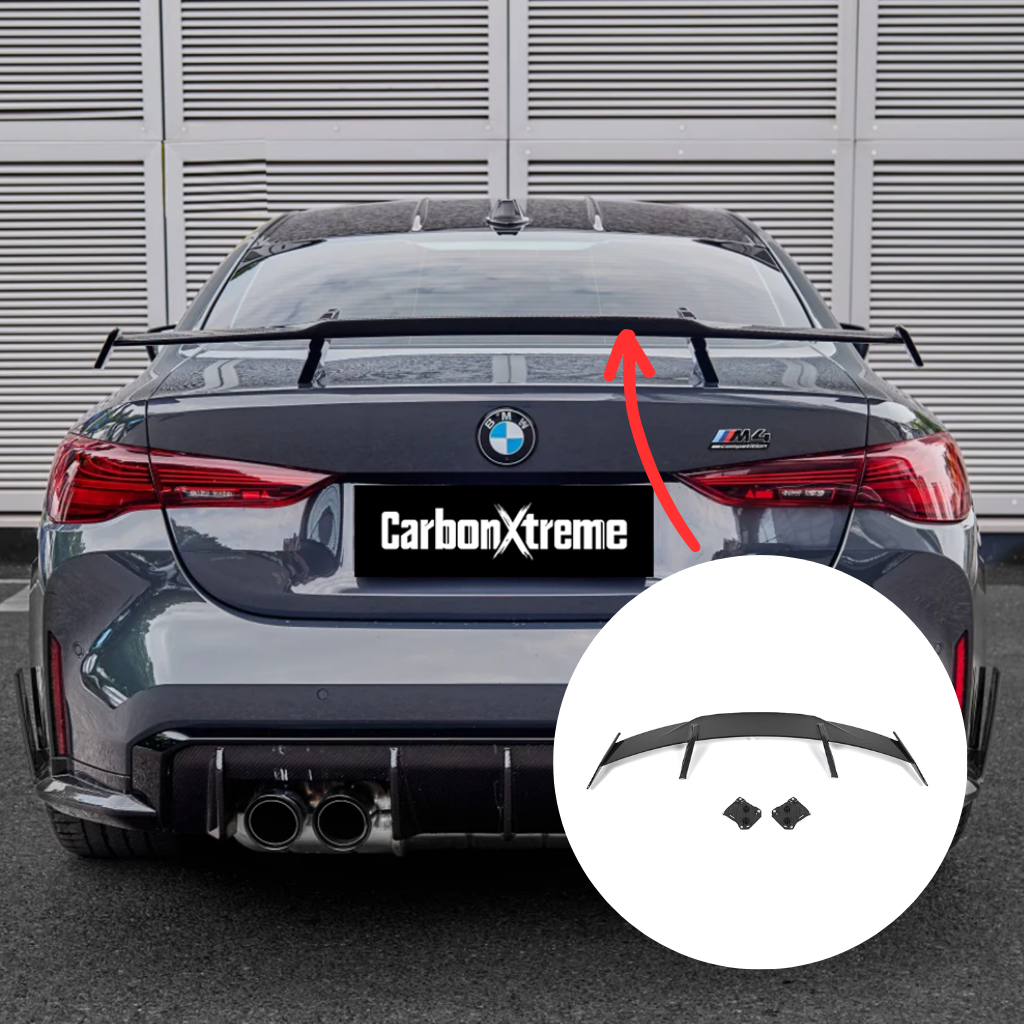 BMW G80 M3 G82 M4 MP Style carbon fiber GT rear wing with mounting base by CarbonXtreme
