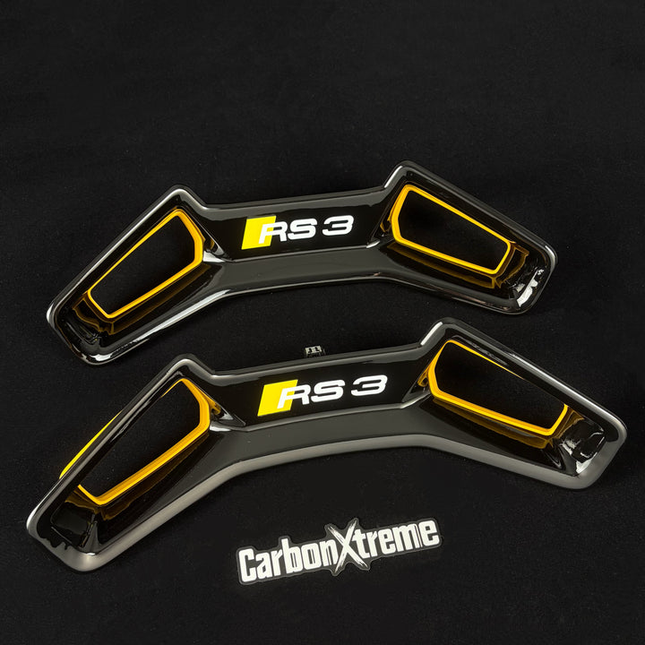 Audi RS3 custom headrest trim panel pair packed and shipped