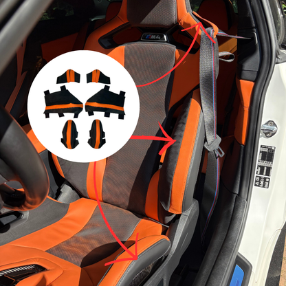BMW G8X M2 M3 M4 Carbon Bucket Seat Protection Bundle — Thigh + Lumbar + Shoulder (6-Piece)