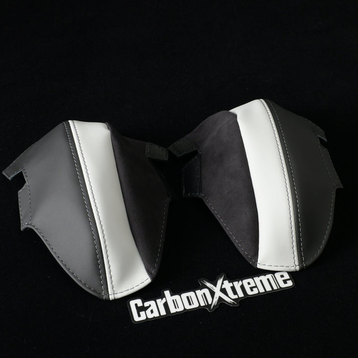 BMW M3 carbon bucket seat outer lower bolster protectors in Silverstone White packed and shipped to  CA, United States