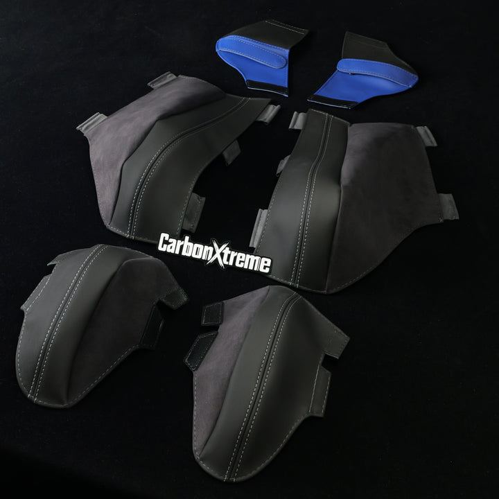 BMW M2 carbon bucket seat outer upper and lower bolster protectors and seat belt shoulder protectors packed and shipped to Järfälla, Sweden