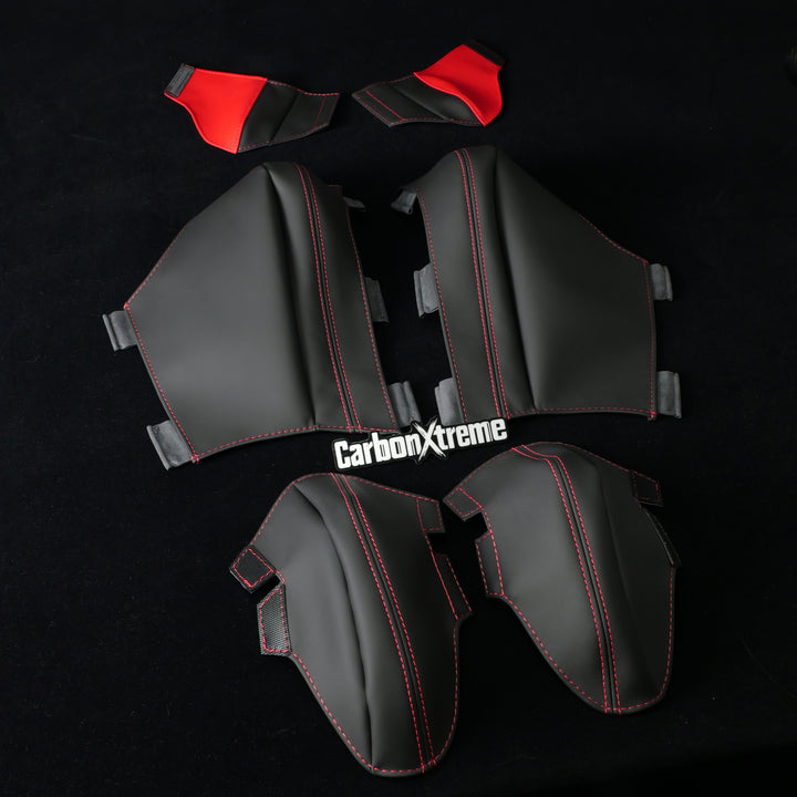 BMW G80 M3 carbon bucket seat outer upper and lower bolster protectors and seat belt shoulder protectors in CS style packed and shipped to SC, United States