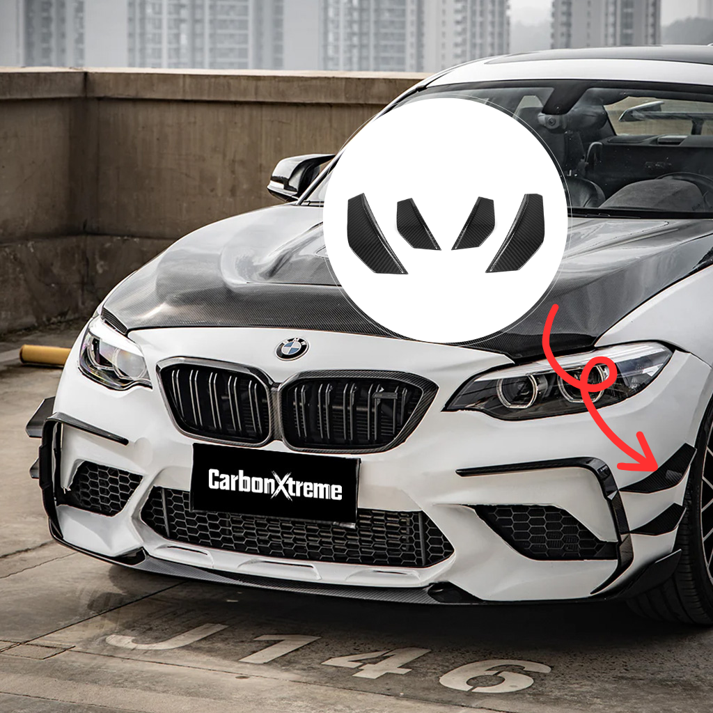 CarbonXtreme BMW F87 M2 Competition Coupe Carbon Fiber Front Side Canards SQ Style