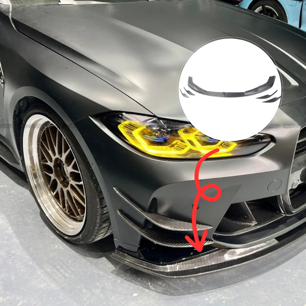 CarbonXtreme BMW G80 M3 G82 M4 AC Style Carbon Fiber Front lips + Front Canards