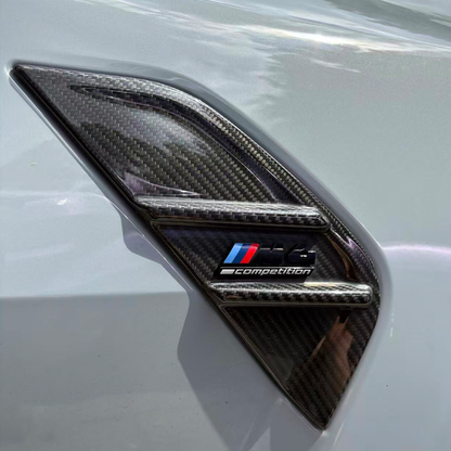 BMW G80 M3 MP Style carbon fiber side fenders with vented aerodynamic design by CarbonXtreme
