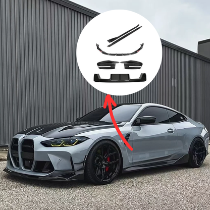 BMW G82 M4 MP Style Carbon Fiber Aero Bundle (4-Item Set: Front Lip, Side Skirts, Rear Side Splitters, Mirror Covers)