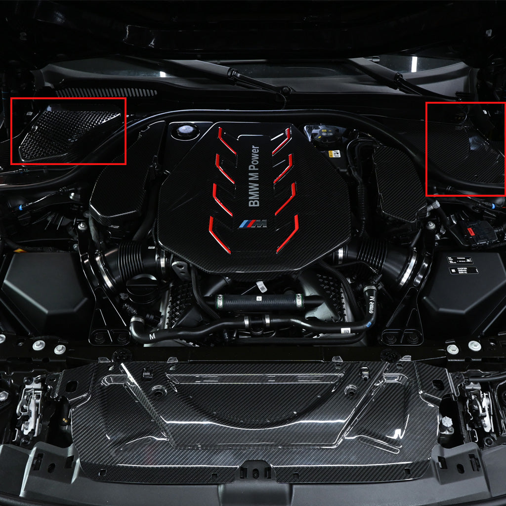 CarbonXtreme BMW G90 M5 Dry Carbon Fiber Engine Bay Corner Covers
