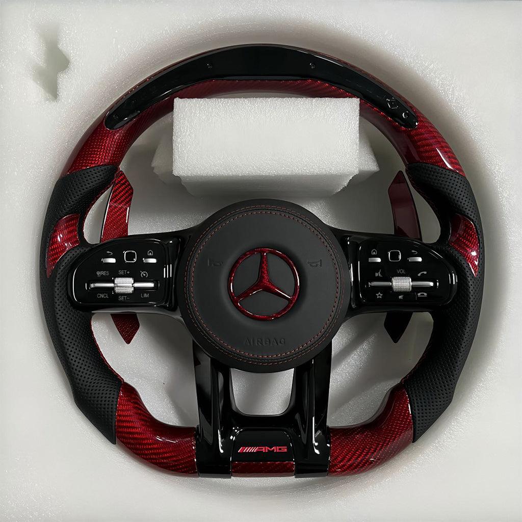 CarbonXtreme Mercedes AMG Red Twill Carbon Fiber Steering Wheel