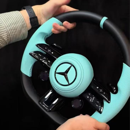 CarbonXtreme Mercedes Tiffany Blue Perforated Nappa Leather Steering Wheel
