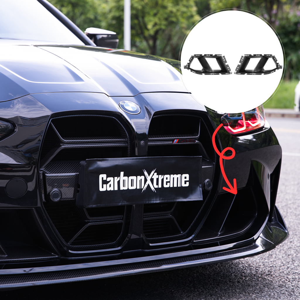 BMW G80 M3 G82 M4 MP Style carbon fiber front bumper air ducts by CarbonXtreme
