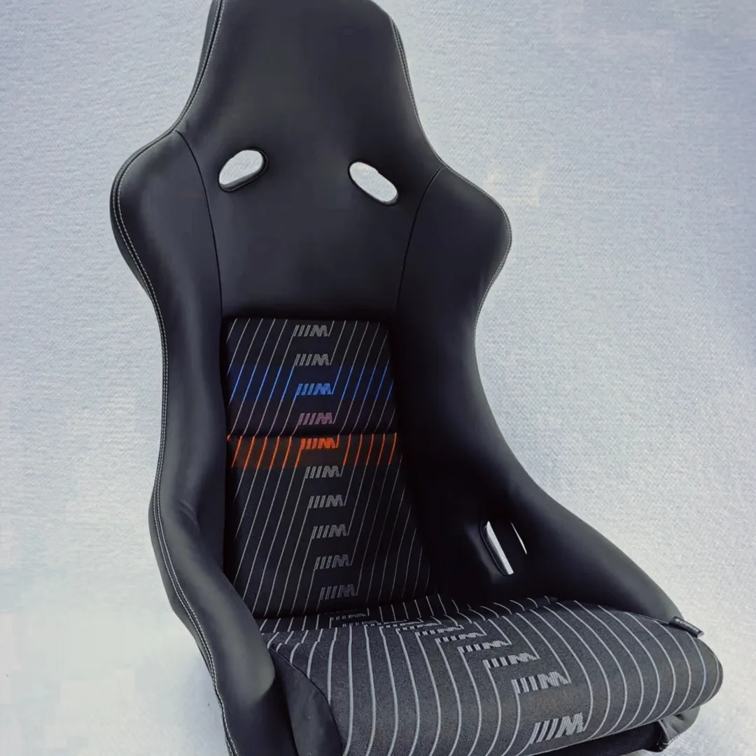 BMW M Carbon Bucket Seat Heritage Pattern FA5990 - M Material fabric, 100% Polyester, Imported from Germany (full seat view)