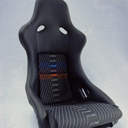 BMW M Carbon Bucket Seat Heritage Pattern FA5990 - M Material fabric, 100% Polyester, Imported from Germany (full seat view)