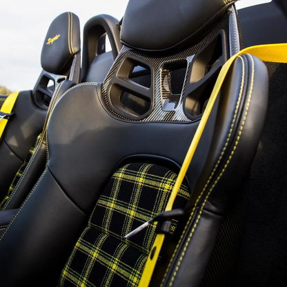 BMW M Carbon Bucket Seat Heritage Pattern FA8045 - Tartan fabric, 80% Wool 20% Nylon, Imported from Germany