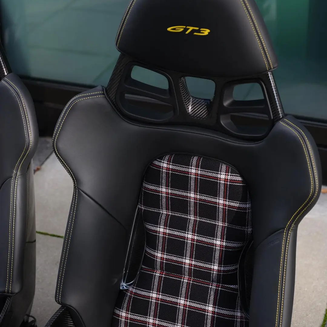 BMW M Carbon Bucket Seat Heritage Pattern FA8063 - Tartan fabric, 80% Wool 20% Nylon, Imported from Germany