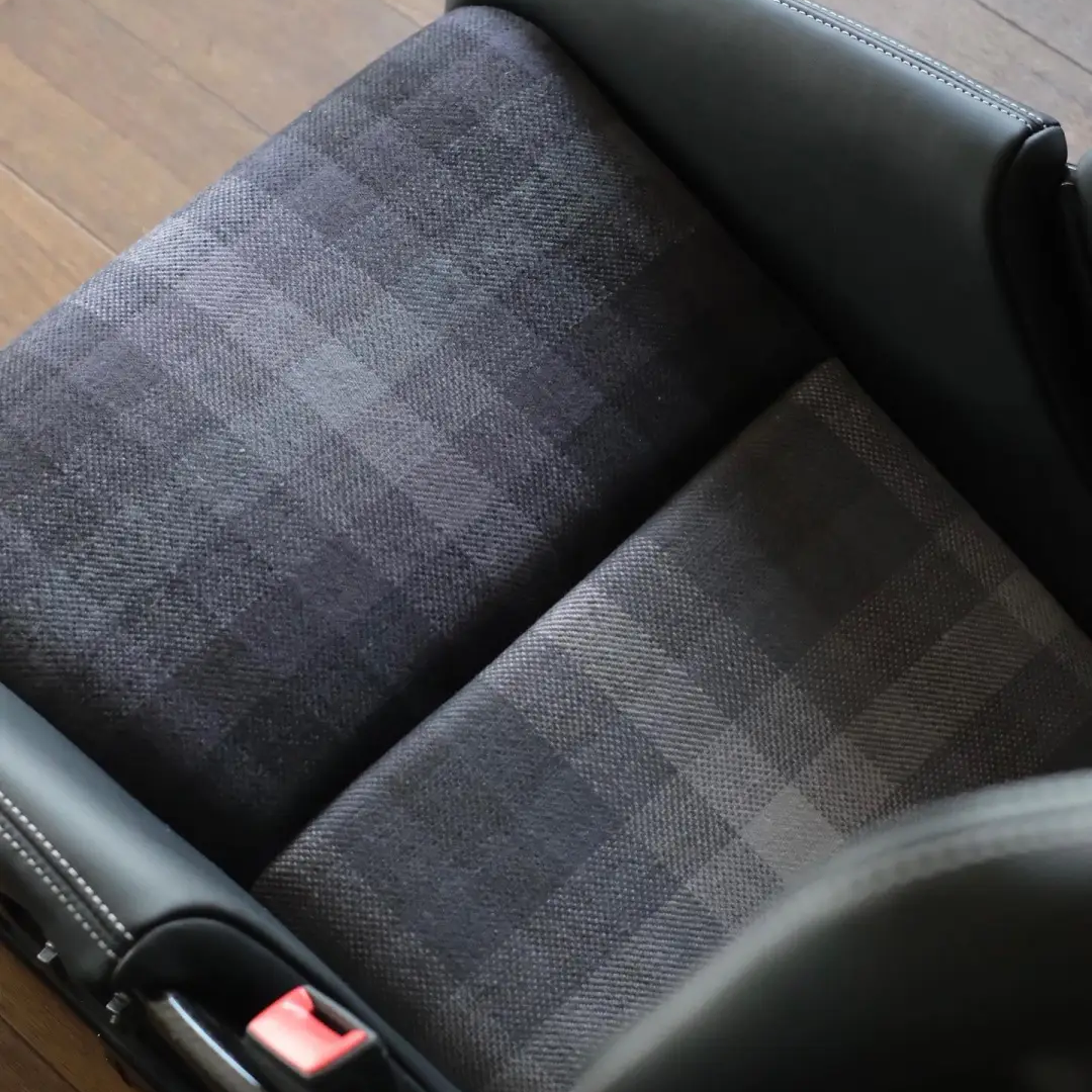 BMW M Carbon Bucket Seat Heritage Pattern FA8165 - Squares fabric, 68% Wool 32% Polyester, Imported from Germany