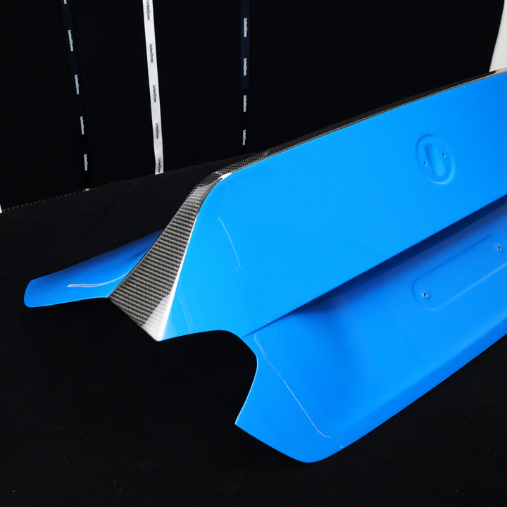BMW G87 M2 CS style carbon fiber trunk lid in Voodoo Blue with carbon stripe packed and shipped to FL, United States