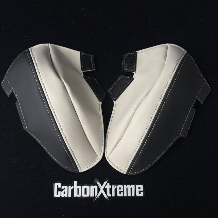 BMW M carbon bucket seat outer lower bolster protectors in Ivory White packed and shipped to CA, United States