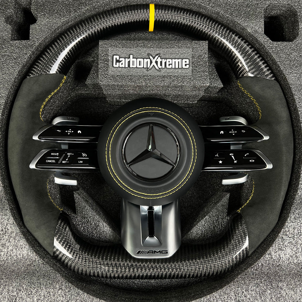 Mercedes Carbon Fiber Steering Wheel With Alcantara Grips