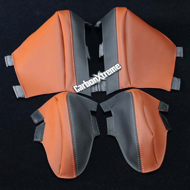 BMW M3 carbon bucket seat outer upper and lower bolster protectors in Tartufo packed and shipped to FL, United States