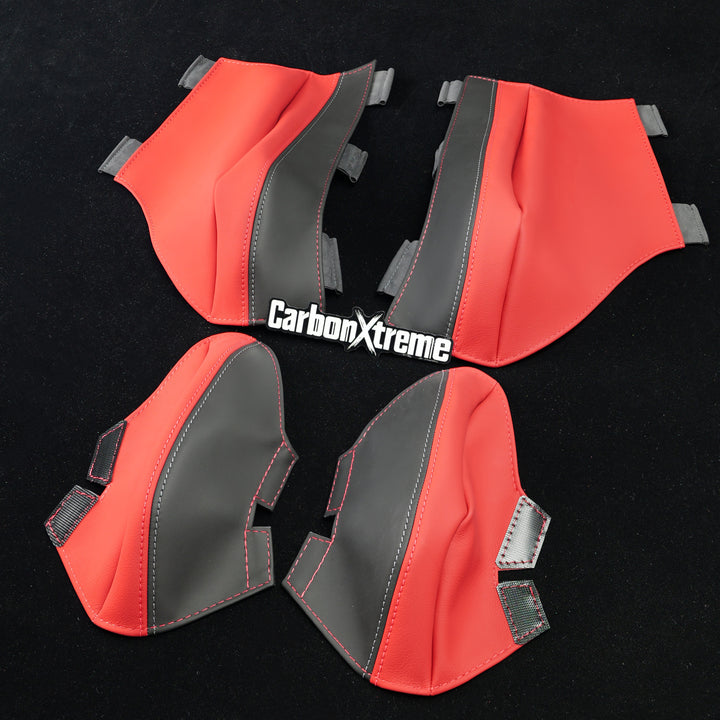BMW M carbon bucket seat upper and lower bolster protectors in Fiona Red packed and shipped to  CA, United States