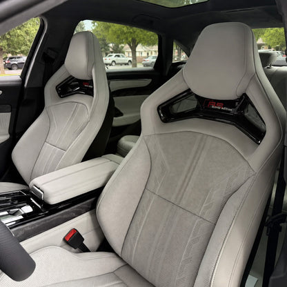 White Audi RS bucket seats custom quilting texture – premium aftermarket modification for Audi classic interior