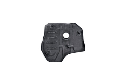 BMW G22 4 Series B48 carbon fiber engine cover is shown from the underside with mounting points and an oil opening.
