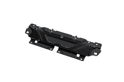 BMW G22 4 Series carbon fiber slam panel cover is angled on white with a recessed center and raised outer edges.