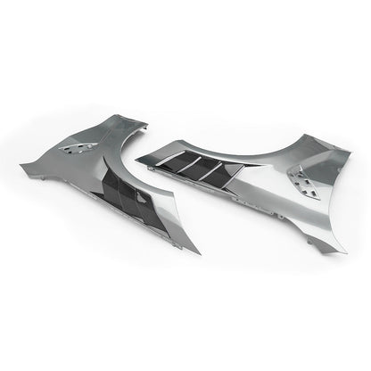 BMW G80 M3 AE Style carbon fiber vented front fenders pair gray finish