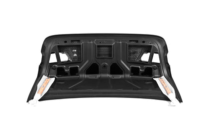 Underside of the BMW G80 M3 CSL style trunk lid showing the inner carbon fiber structure