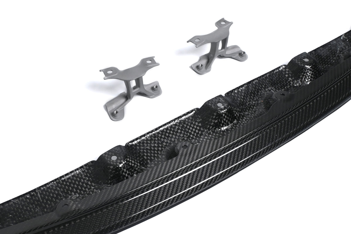 Close-up of the metal mounting brackets and lip mounting points