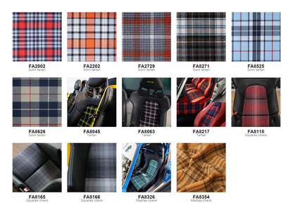 BMW M Carbon Fiber Bucket Seats tartan and check Heritage Pattern fabric chart (Solm, Tartan, Squares, Madras, 14 patterns)