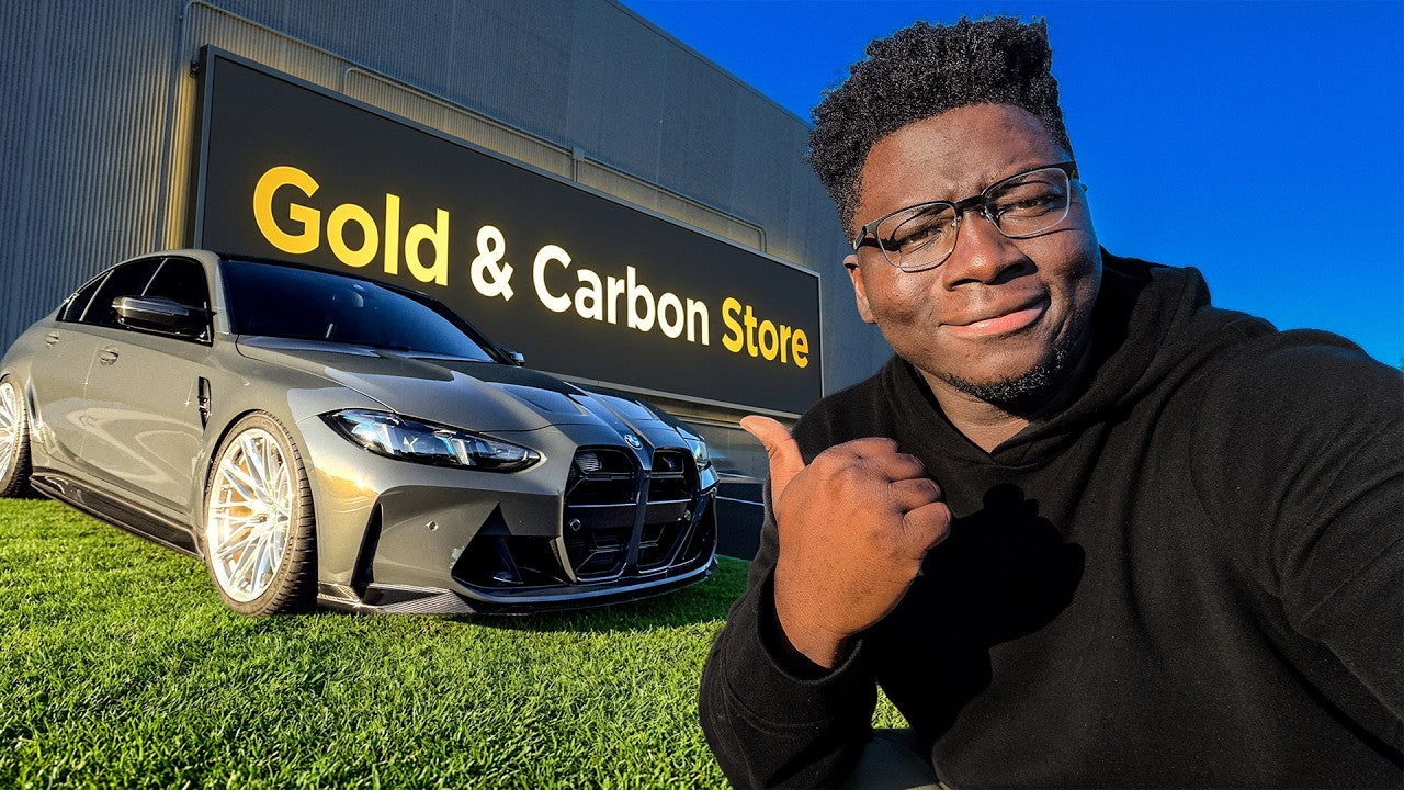 RAG beside his BMW G80 M3 in the video thumbnail