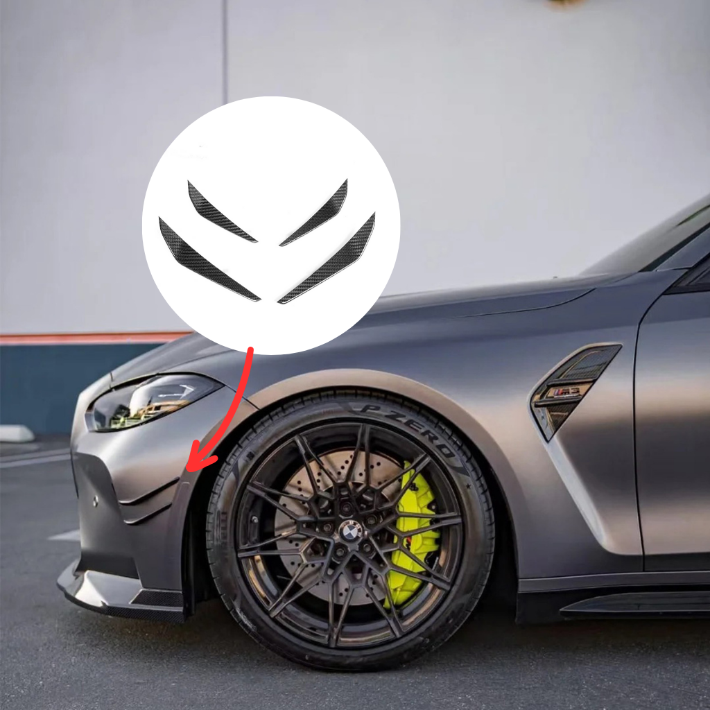 CarbonXtreme BMW G80 M3 & G82 M4 Carbon Fiber Front Canards — MP Style (4-Piece)